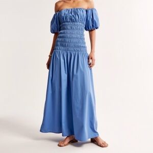 Abercrombie & Fitch Blue Off-Shoulder Maxi Dress